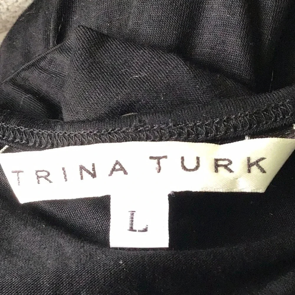 Trina Turk black blouson sleeveless t shirt mini dress pockets Size L - Picture 4 of 6